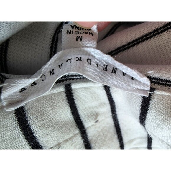 Jane & Delancey Striped Collared Short Sleeve Polo Shirt Medium White & Black - Picture 5 of 7